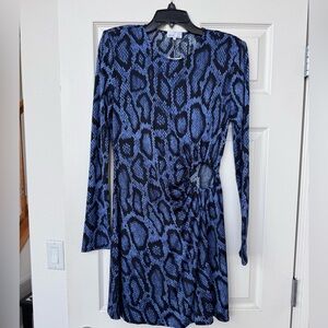 DANIELLE BERNSTEIN Long Sleeve Snake-print Dress